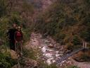 Beginning the long hike into a remote valley hotspring below Tashiding village.